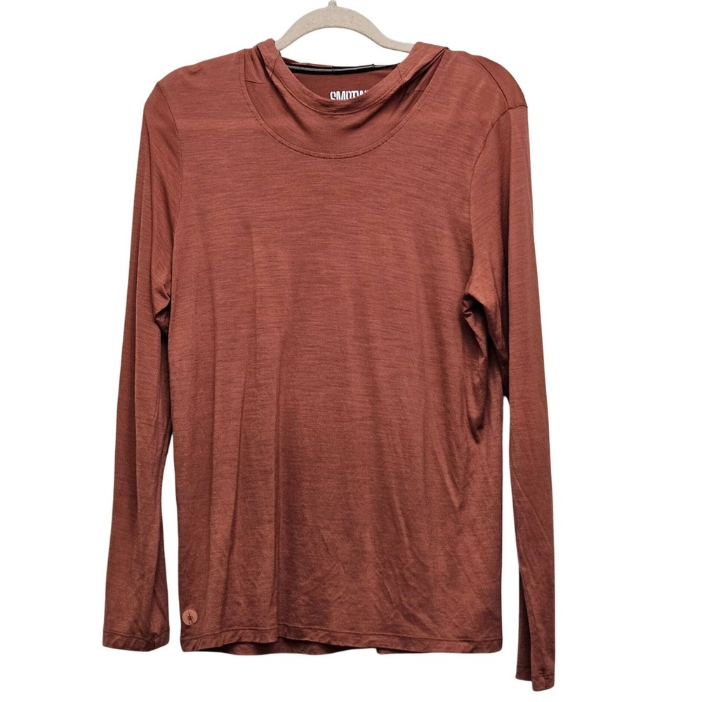 Smartwool Hoodie Top Women L Terracotta Rust Active Merino Lightweight Granola